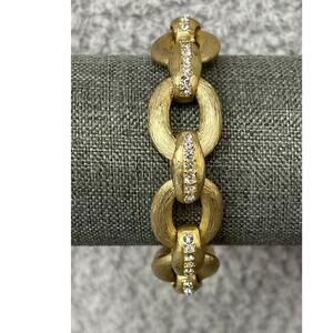 Dana Tyler Travel Jewelry Gold Tone CZ Oval Link Bracelet #66724